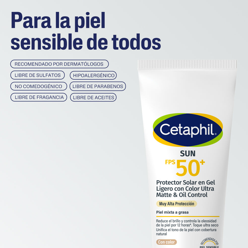 Protector solar Cetaphil Sun Oil Control con Color FPS 50+ para piel mixta a grasa