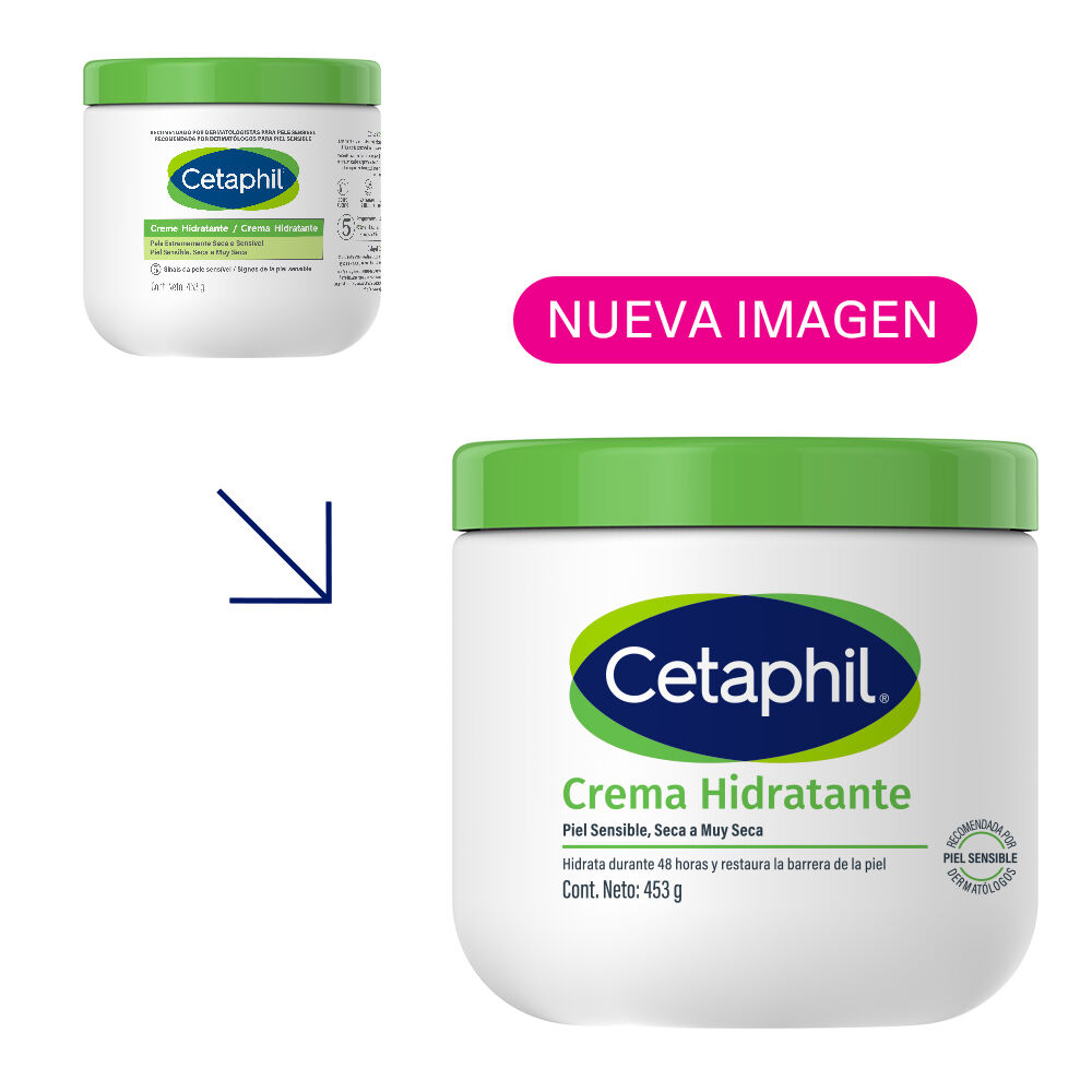 Nueva presentaci&oacute;n formato grande 453g crema hidratante corporal Cetaphil