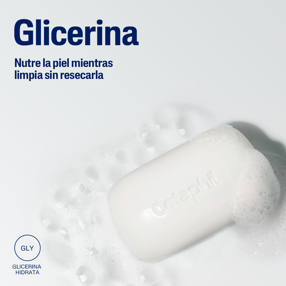 Barra Cetaphil con glicerina nutre la piel mientras limpia sin resecarla