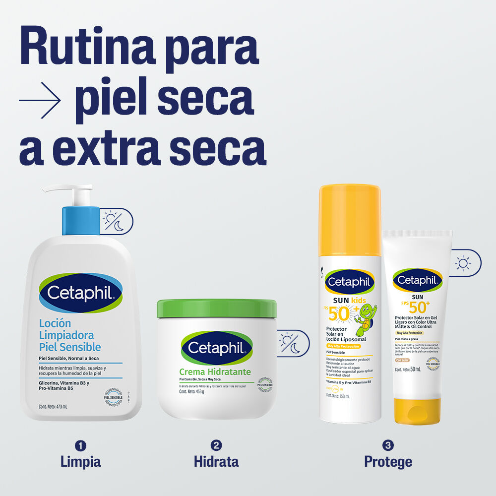 Rutina de hidrataci&oacute;n corporal con crema Cetaphil para piel seca a extraseca