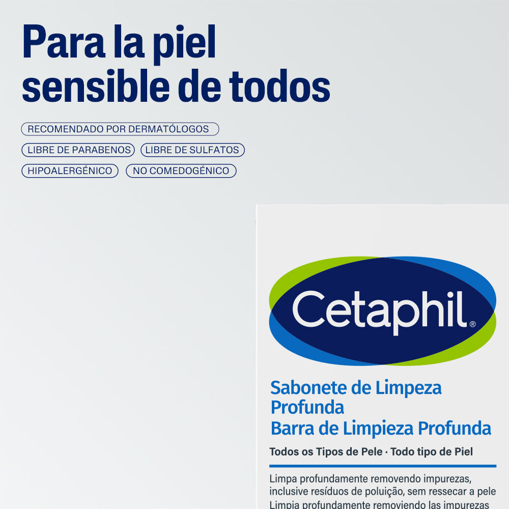 Empaque barra limpieza Cetaphil 127g todo tipo de piel recomendada dermat&oacute;logos