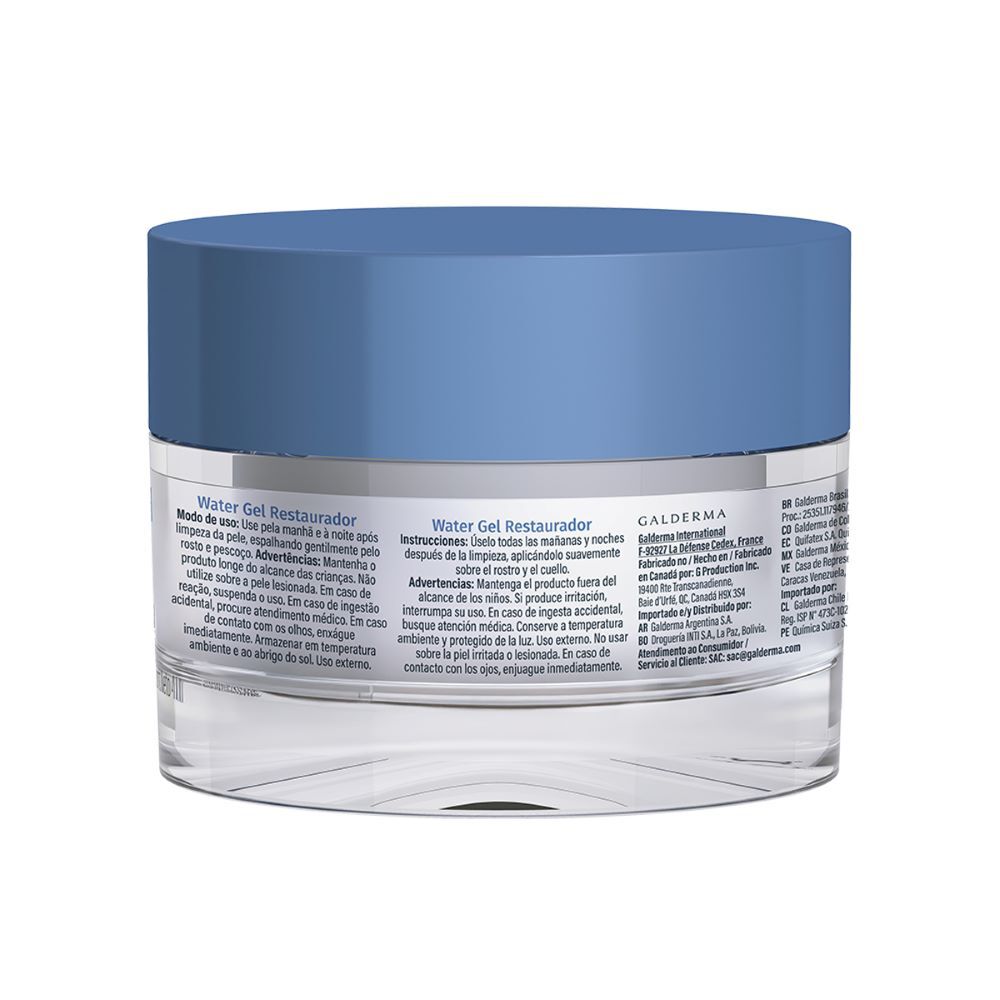Etiqueta trasera Water Gel Cetaphil 48g &aacute;cido hialur&oacute;nico ingredientes