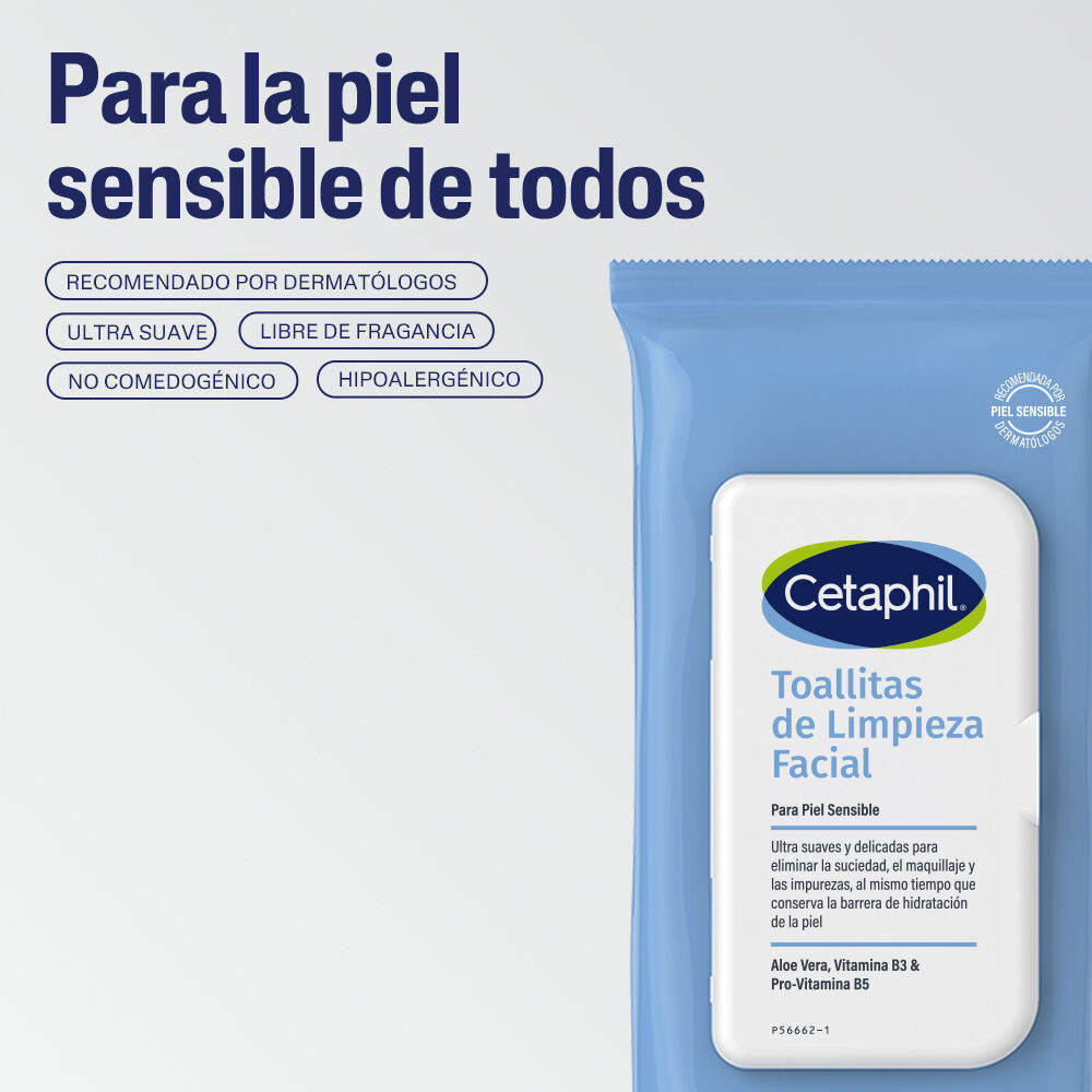 Toallitas Cetaphil ultrasuaves para todo tipo de piel libre parabenos hipoalerg&eacute;nicas