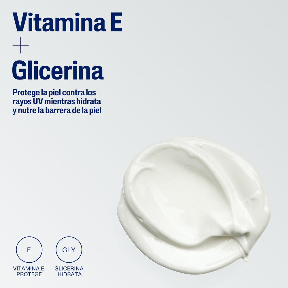 Ingredientes clave hidratante Cetaphil vitamina E y glicerina protegen contra rayos UV mientras hidratan y nutren barrera cut&aacute;nea