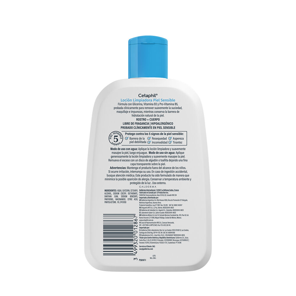 Loci&oacute;n limpiadora Facial Piel sensible 236 ML